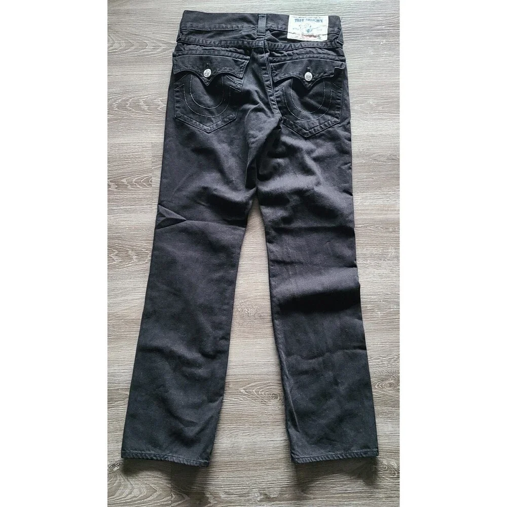 True Religion Straight Black Jeans Men's 30x32 USA Fabric Mexico Flap Pocket